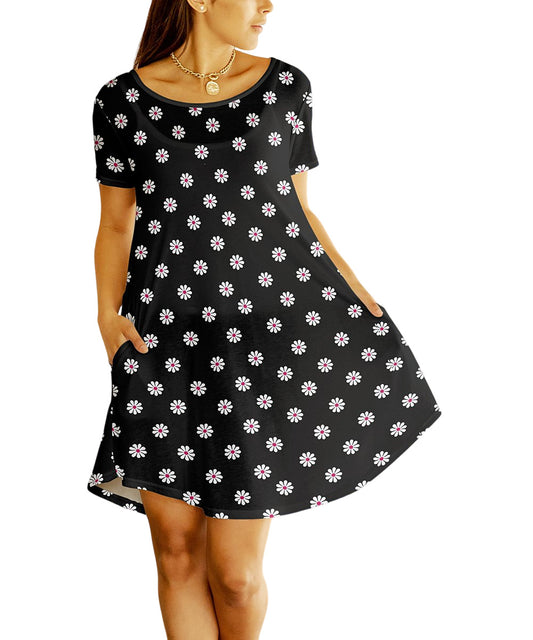 Lily Black & White Daisy Pocket A-Line Dress Size 1X/18W