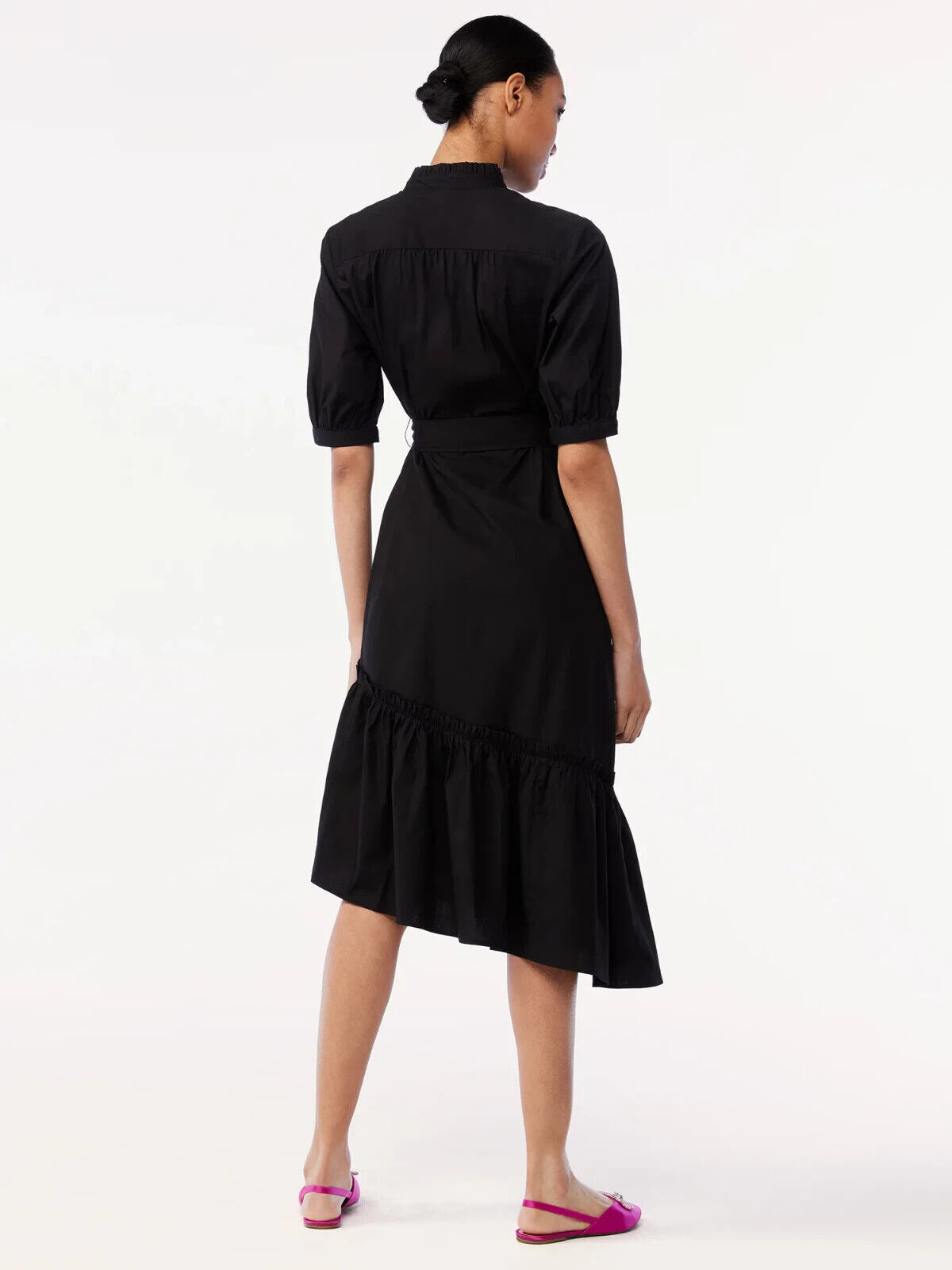 Scoop Women's Asymmetric Ruffled Midi Dress