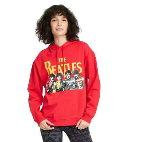 Women's The Beatles Graphic Oversized Hoodie - Red XL