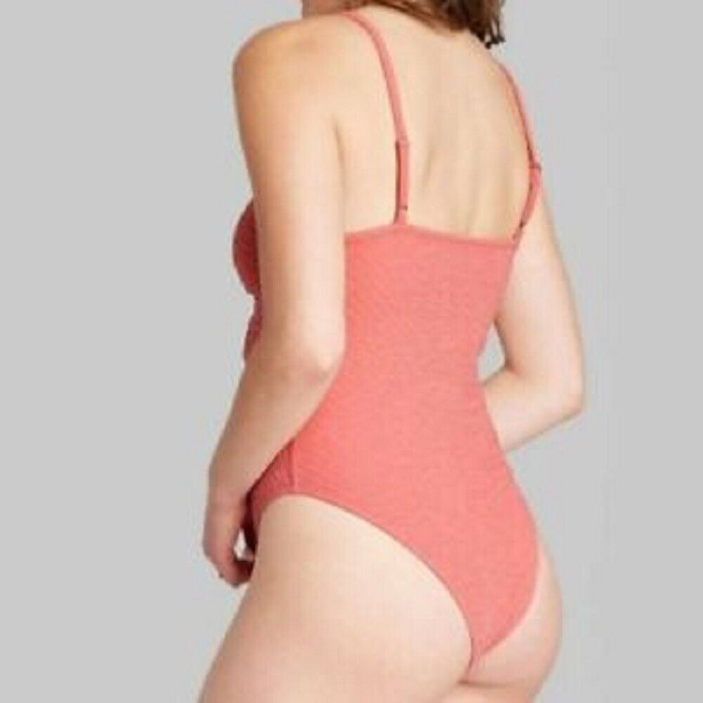 Women's Spaghetti Strap Cut Out Bodysuit Wild Fable Coral Pink XS