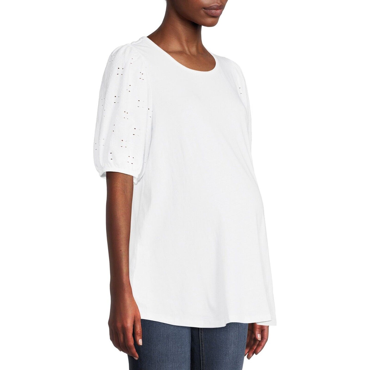 Time and Tru Women's Maternity Eyelet Sleeve Top M