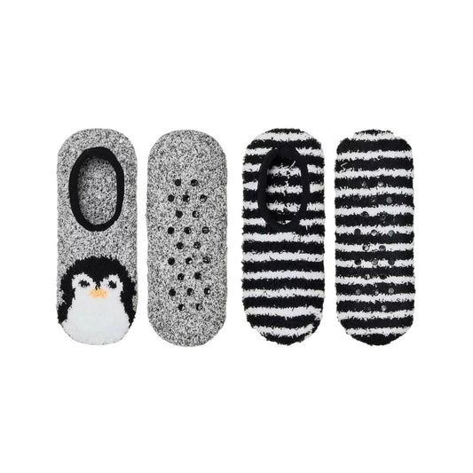 Women's 2pk Penguin Cozy Liner Socks Black 4-10