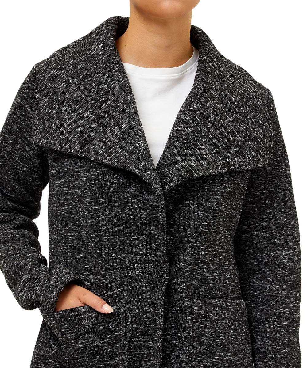 Steve Madden Black Heathered Open Fleece Coat Size M