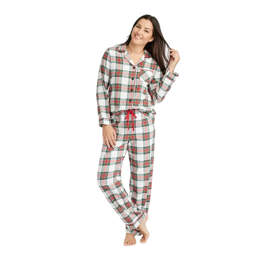 Women's Holiday Tartan Plaid Flannel Matching Family Pajama Set S
