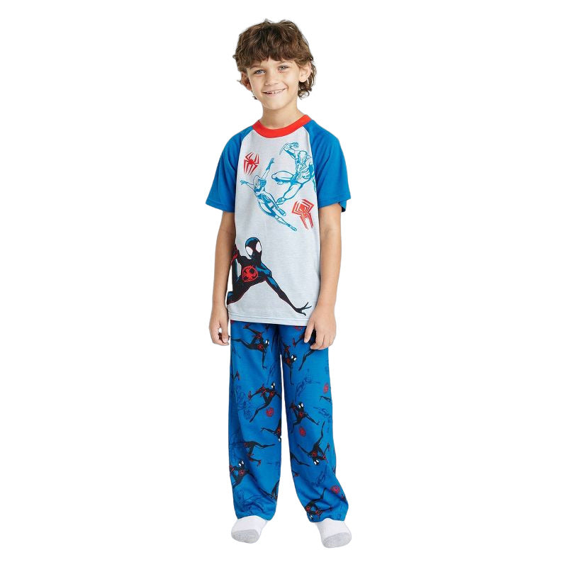 Boys Marvel Spider Man Miles Morales 2pc Short Sleeve Pajama Set Blue Size L