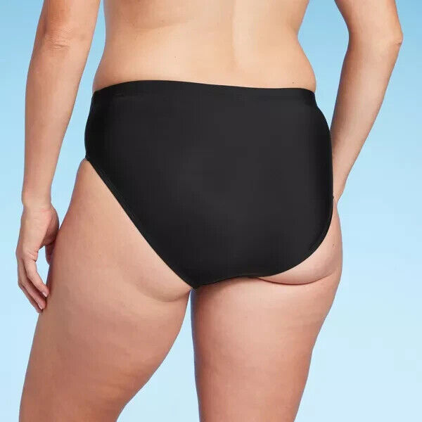 Women's UPF 50 Mid Rise Bikini Briefs  Aqua Green Black M