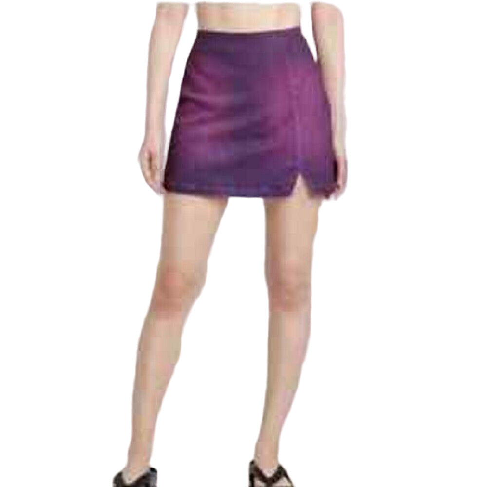 Women's Mid-Rise Notch Front Seamed Denim Mini Skirt Wild Fable Violet 10