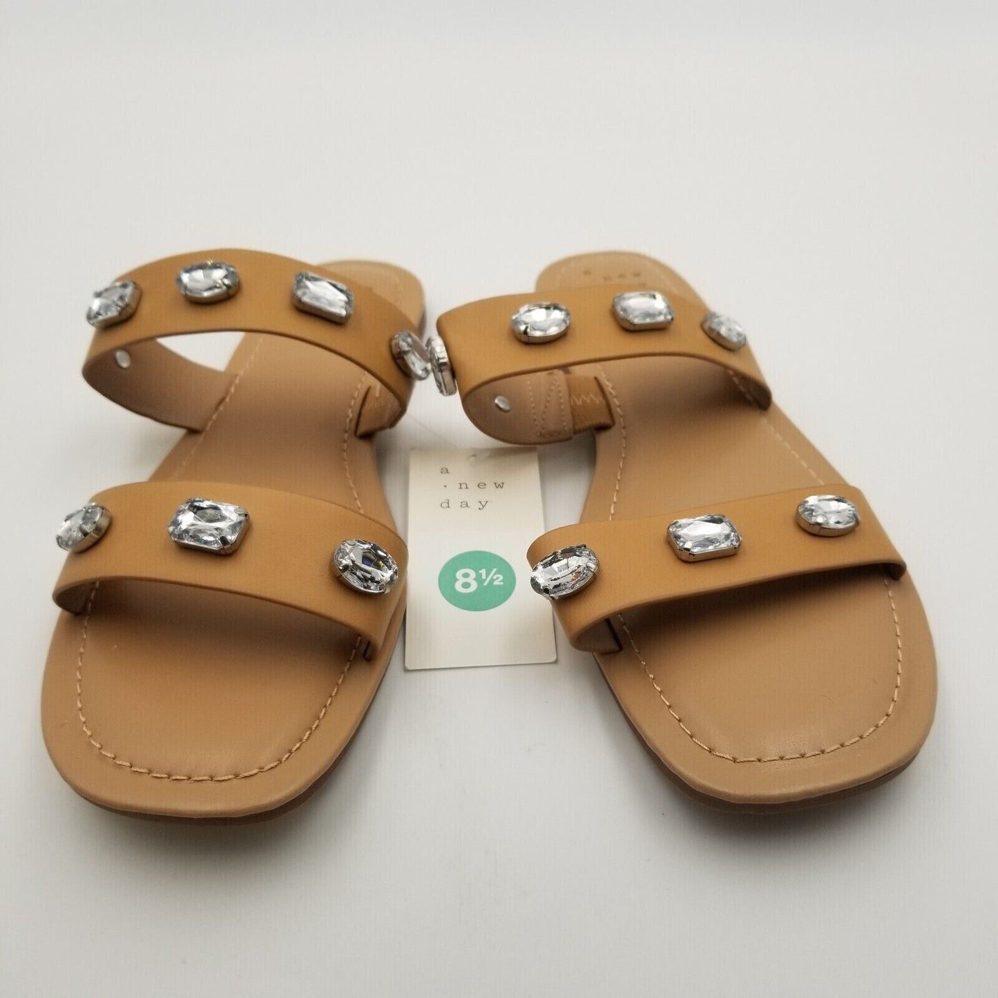 Womens Brit Two Band Embellished Sandals - A New Day Tan 8.5