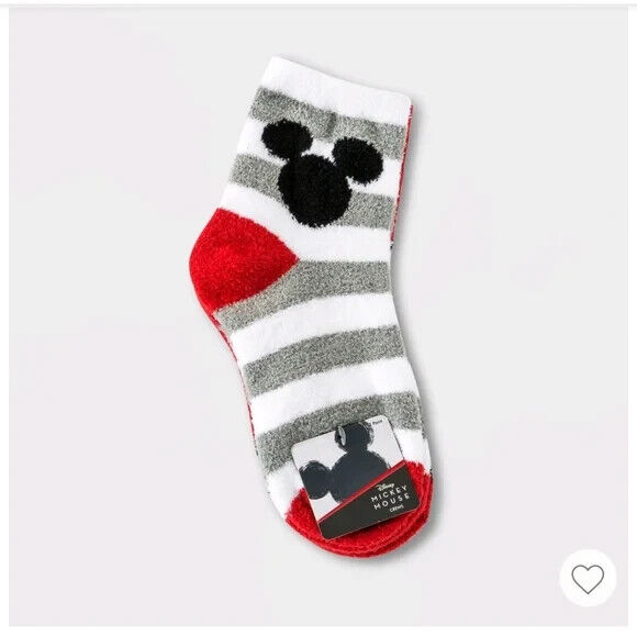 Women's Mickey Mouse 2pk Cozy Ankle Socks Red/White 4-10