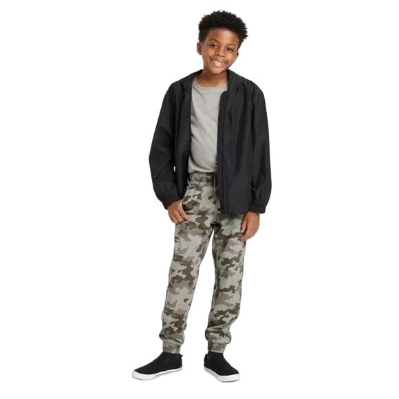 Boys Jersey Lined Pull-On Jogger Fit Pants Cat & Jack Camo Green Size 5