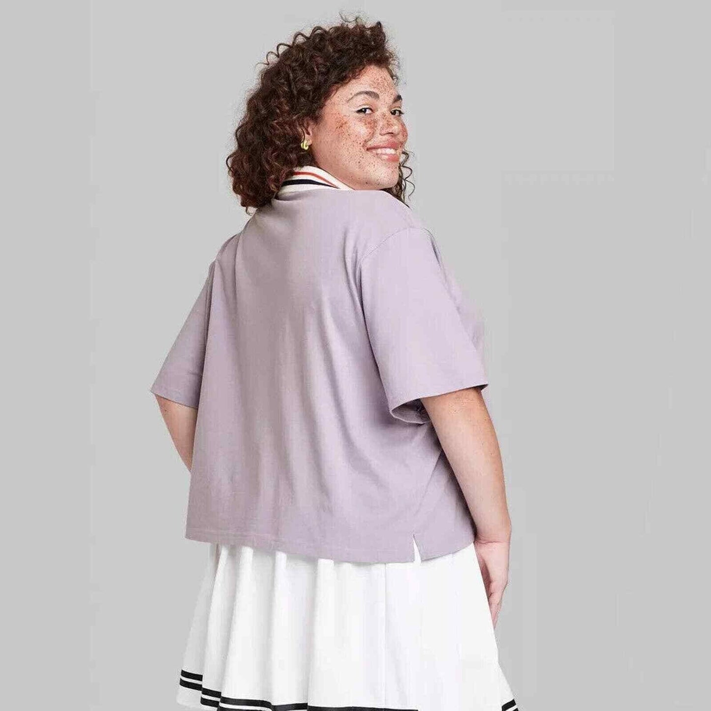 Women's Plus Size Short Sleeve Rugby Shirt  Wild Fable Purple 4X