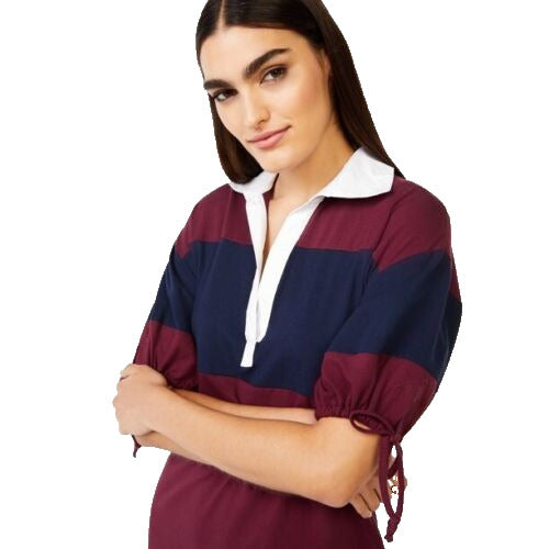 Free Assembly Women's Polo Mini Dress with Tie Sleeves Size XS