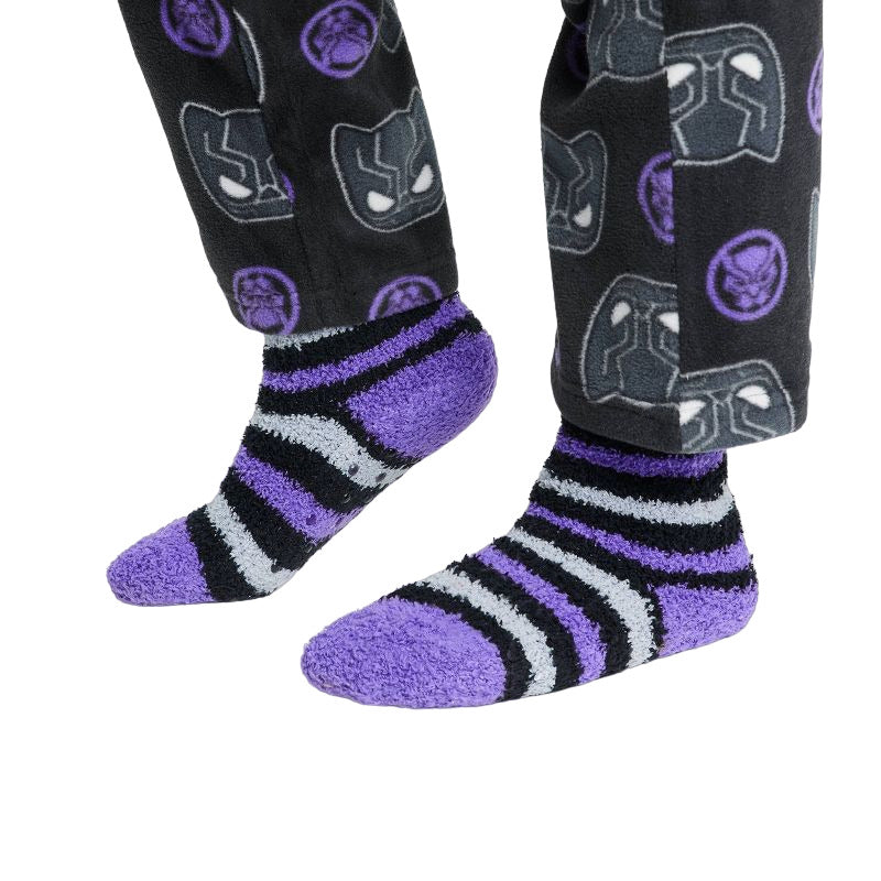 Boys Marvel Black Panther Pajama Set with Cozy Socks Gray Size XS