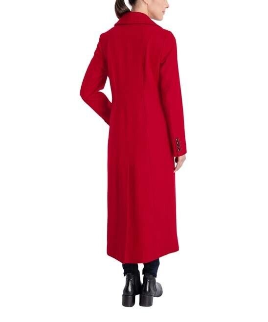 London Fog Red Wool-Blend Midi Overcoat Size L