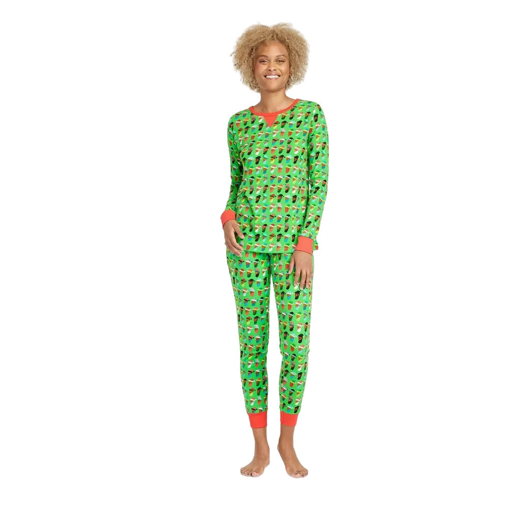 Women's Multi Santa Print Matching Family Pajama Set Wondershop Green S