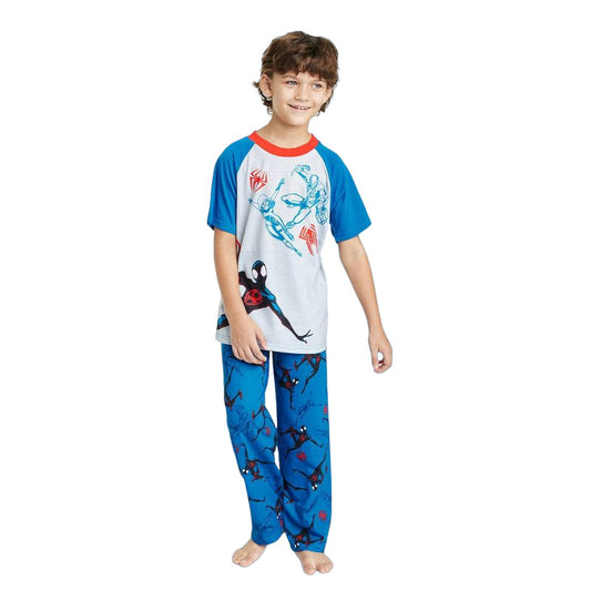 Boys Marvel Spider Man Miles Morales 2pc Short Sleeve Pajama Set Blue Size L