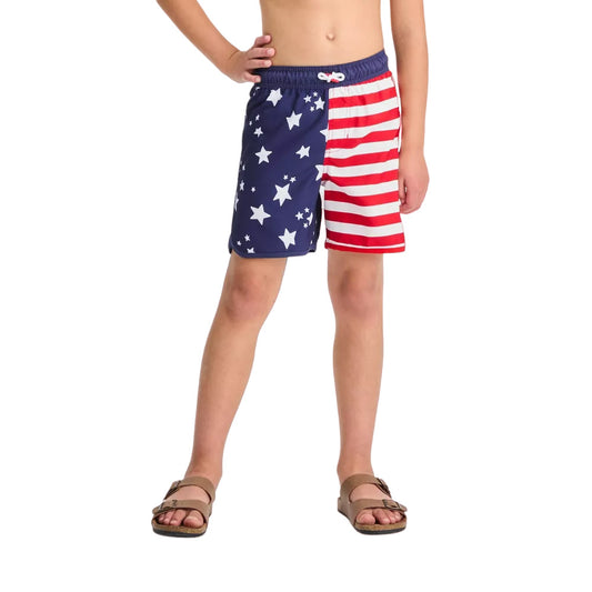 Boys American Flag Printed Swim Shorts Cat & Jack Navy Blue Husky Size XL