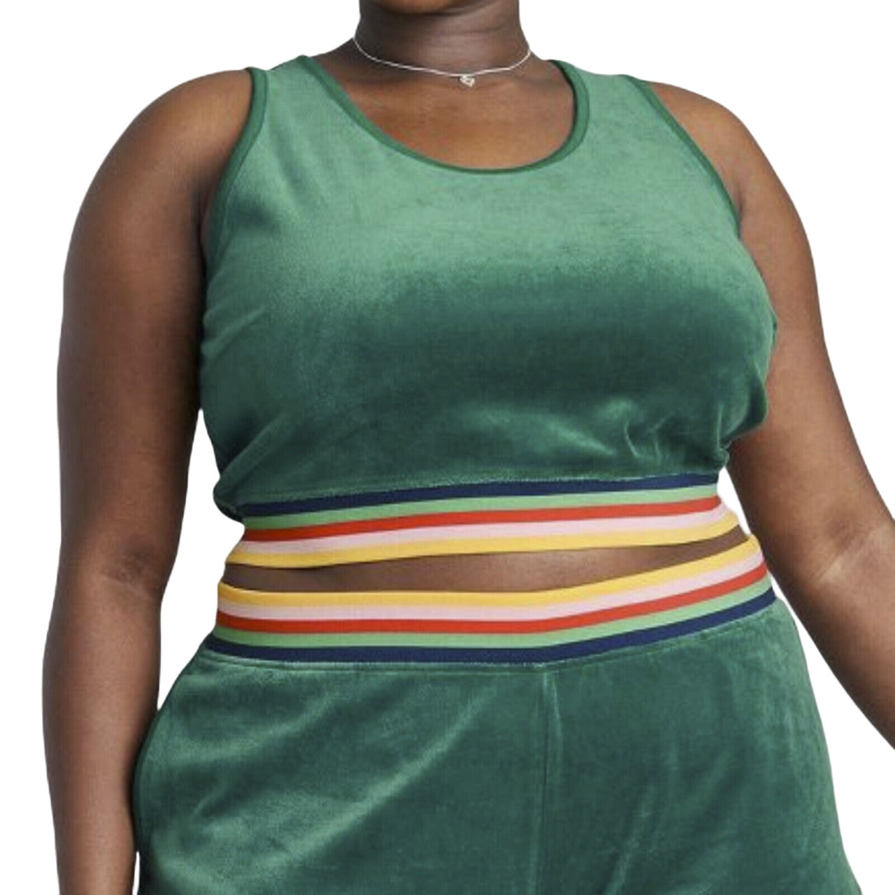 Women's Plus Size Velour Cropped Tank Top  Wild Fable Green 4X