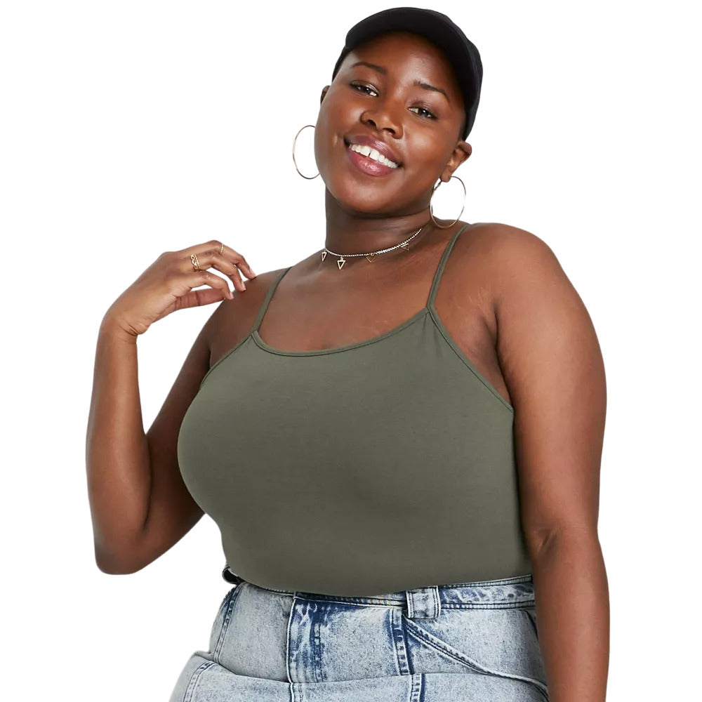 Women's Slim Fit Cropped Cami Tank Top - Wild Fable Olive Green 1X