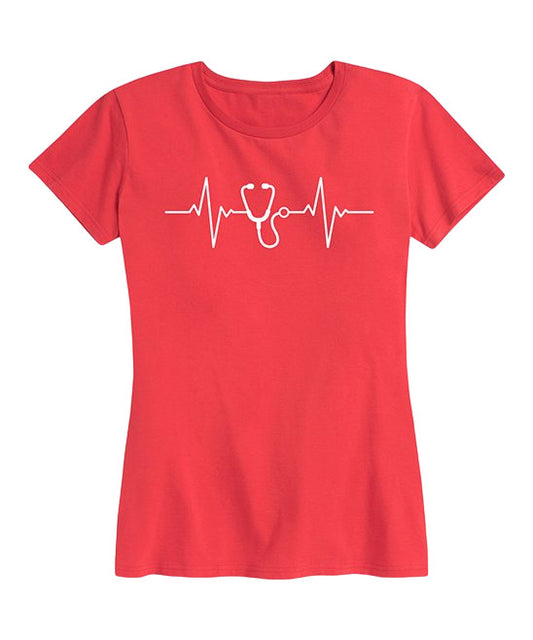 Instant Message Womens Red Stethoscope Graphic Tee Size 3XW