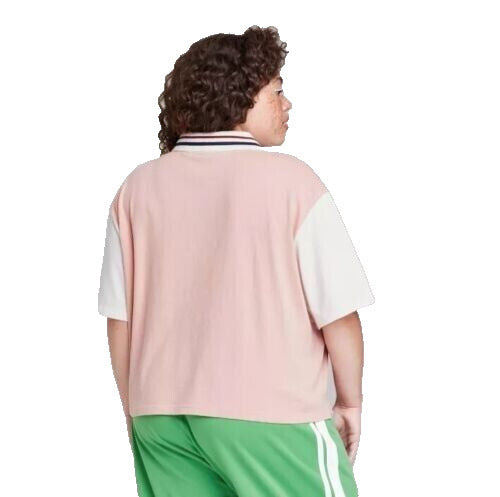 Women's Plus Size Short Sleeve Rugby Shirt  Wild Fable Pink 1X