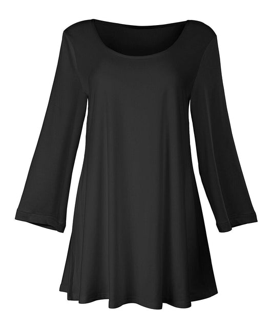 Lily Black Three Quarter Sleeve Scoop Neck Tunic Size L/12-14