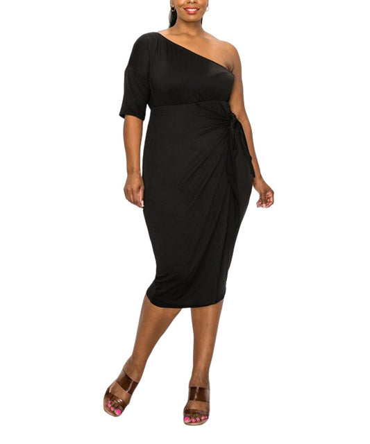 Live-In Arts Design Black Tie-Side Asymmetrical Dress Size 2X