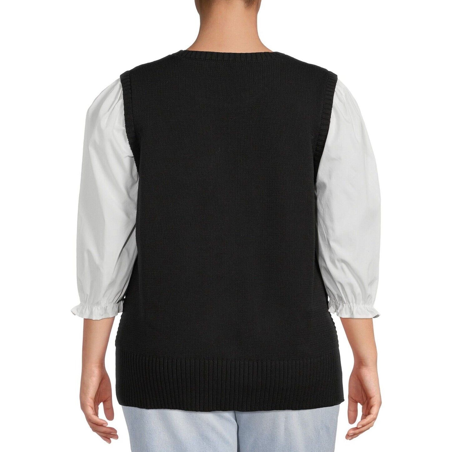 Terra & Sky Womens Plus Size Layered Look Sweater 0X