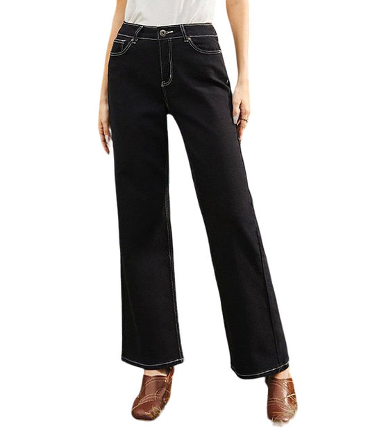 Suzanne Betro Weekend Black Wash Faded High Waist Straight Leg Jeans Size 14