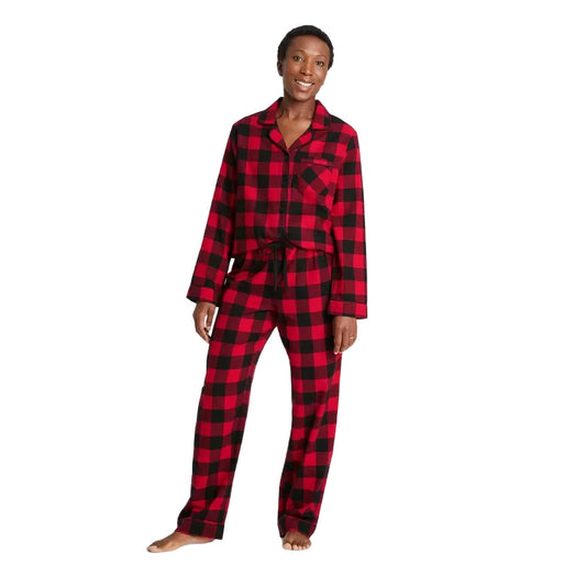 Women's Holiday Buffalo Check Plaid Flannel Matching Family Pajama Set XXL