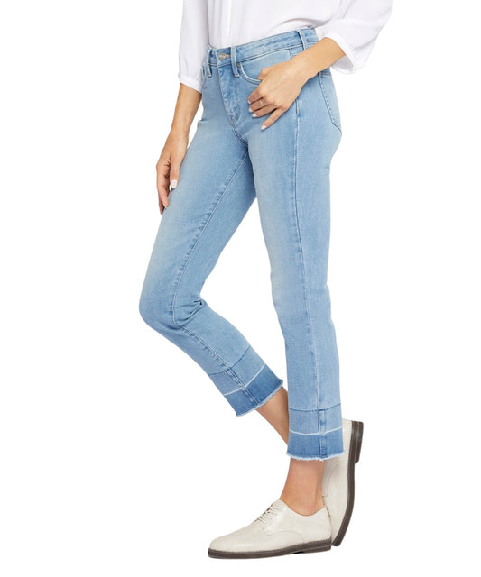 NYDJ Essence Blue Shadow Hem Slim Sheri Crop Jeans Size 8