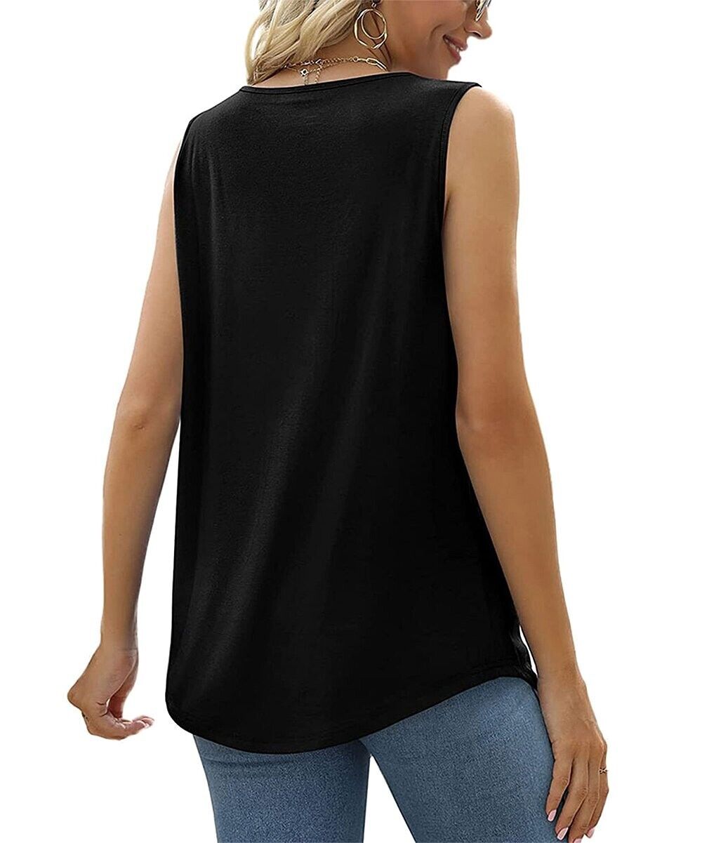 Lapentry Black Pleated Square Neck Tank Size M