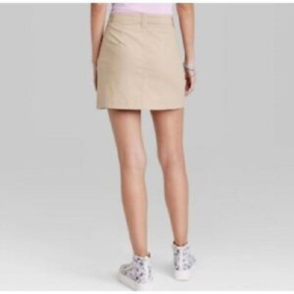 Women's High Rise Chino Mini Skirt Wild Fable Beige 12
