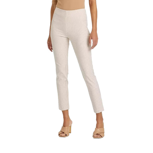 Women's High-Rise Slim Fit Ankle Pants - A New Day Cream Striped 6, Ivory Stripe