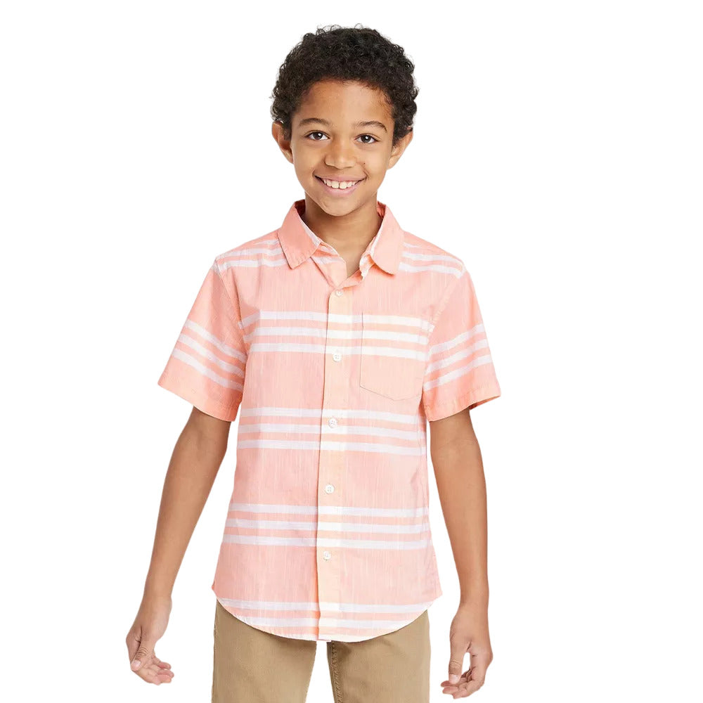 Boys Horizontal Striped Button Down Short Sleeve Resort Shirt Cat & Jack™ M