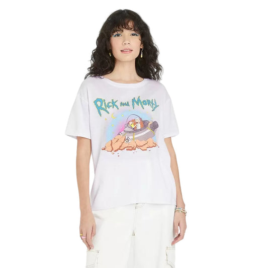 Women's Rick and Morty Space Ship Short Sleeve Graphic T Shirt White L