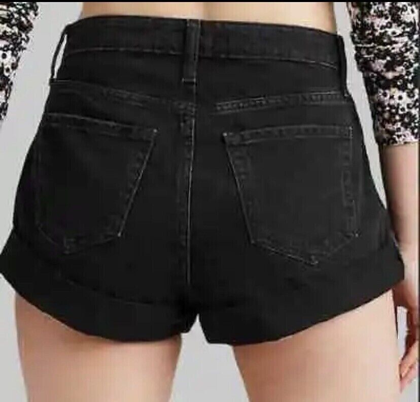 Womens Super High Rise Rolled Cuff Mom Jean Shorts Wild Fable Black Wash 00