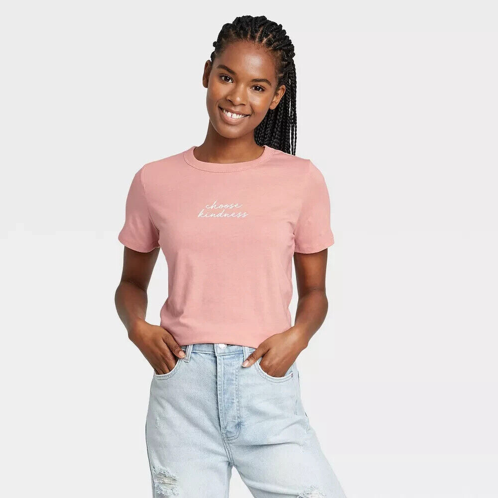 Women's Choose Kindness Short Sleeve Graphic T-Shirt Rose XXL