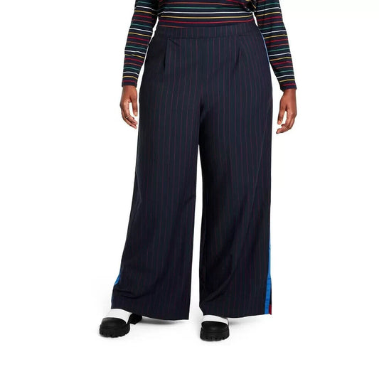 Women's Plus Size Side Stripe Wide Leg Trousers - La Ligne x Target Navy/Red 3X
