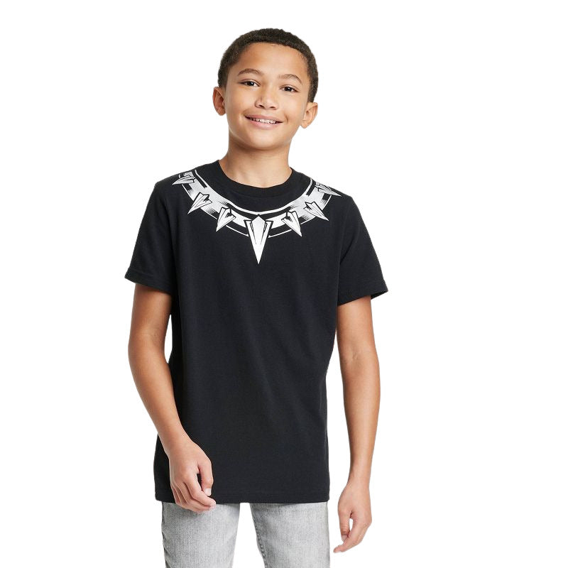 Boys Marvel Black Panther Costume Short Sleeve Graphic T Shirt Black Size XS