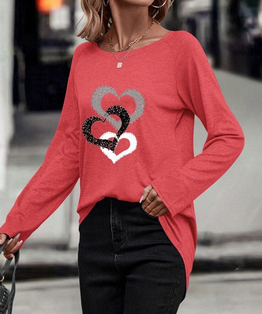 Floral Blooming Red & White Heart Trio Sweatshirt size XXL
