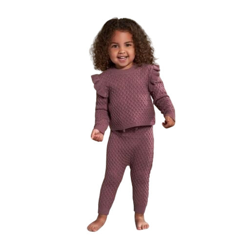 Modern Moment by Gerber Baby & Toddler Girl Cable Knit Ruffle Sweater & Pant 18M