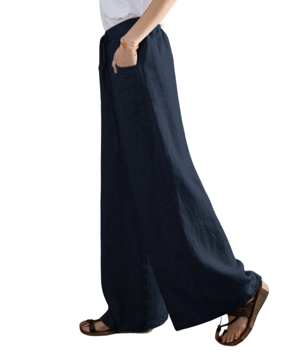 Pantalon Navy Wide Leg Pocket Drawstring Pants Size XL