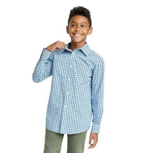 Boys Long Sleeve Button-Down Shirt Cat & Jack Navy Blue Size S