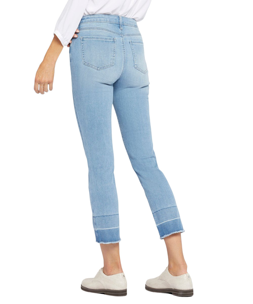NYDJ Essence Blue Shadow Hem Slim Sheri Crop Jeans Size 8