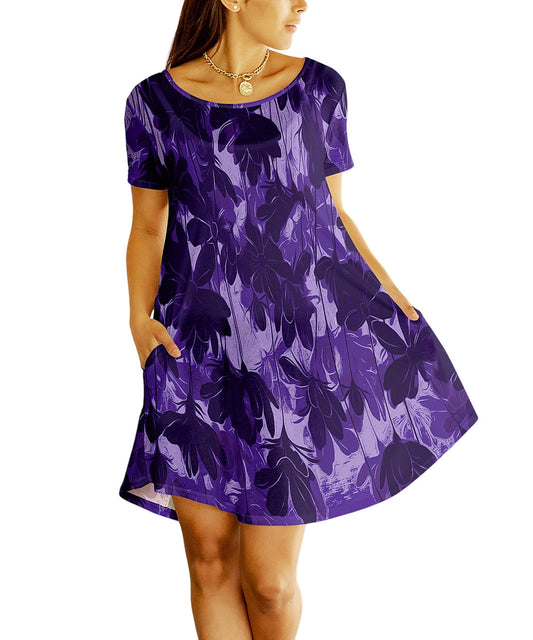 Lily Purple & Lavender Floral Boatneck Swing Dress Size 1X/18W