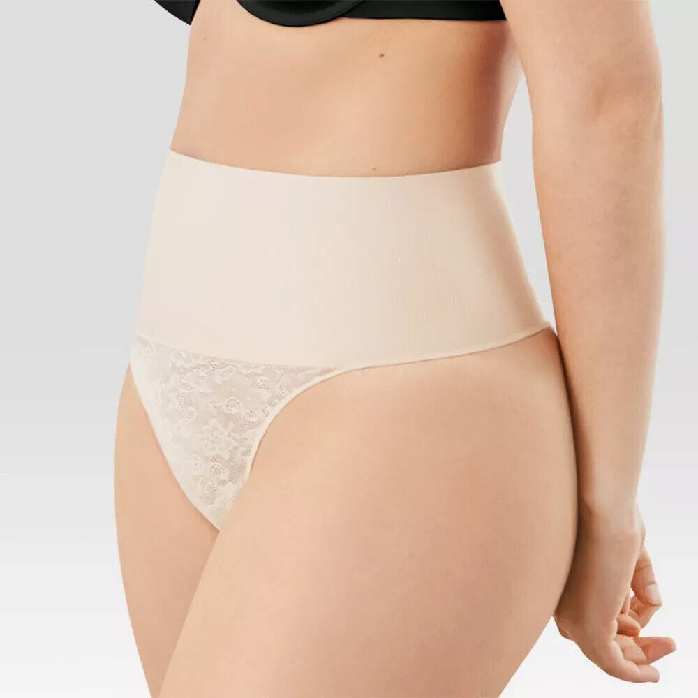 Maidenform Self Expressions Women's Tame Your Tummy Thongs  Beige M