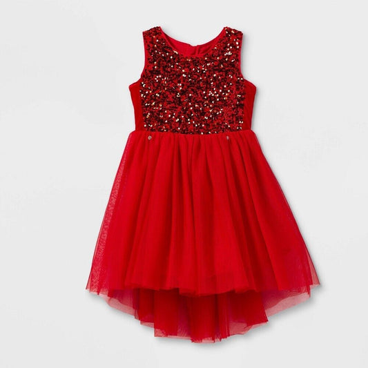 Girls Sequin Tulle Sleeveless Dress - Cat & Jack Red Size XL Plus