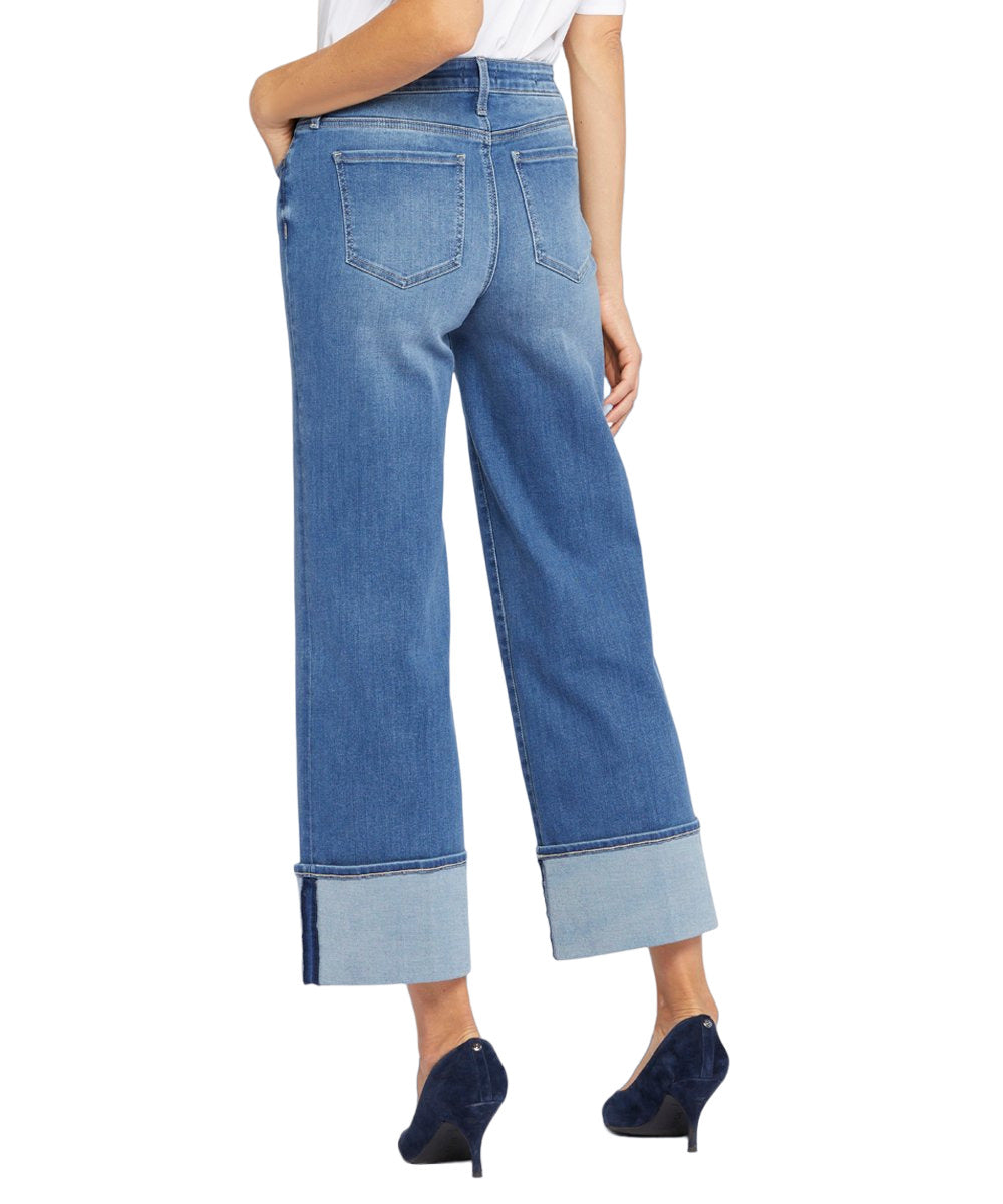NYDJ Lovesick Blue Cuffed Teresa Crop Wide-Leg Jeans Size 18