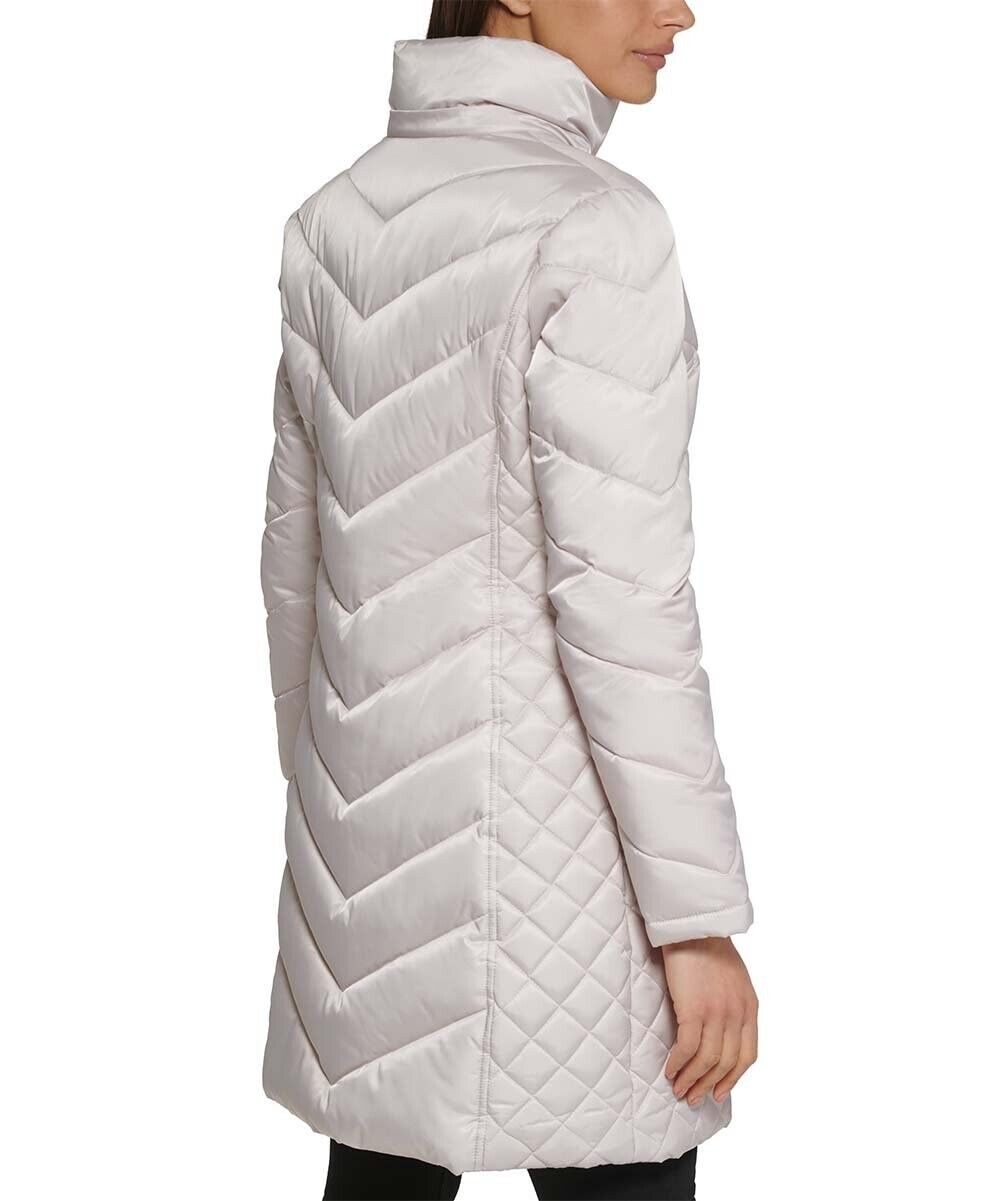 Kenneth Cole Birch Faux Fur Trim Hooded Puffer Coat Women size XL